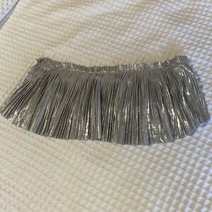 Savage X Fenty pleated shiny silver strapless bra tube top women’s XL lingerie